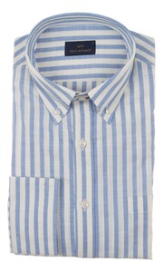 Paul & Shark Cotton Poplin Linen Look Shirt Wit - Licht Blauw