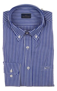 Paul & Shark Cotton Poplin Stripe Shirt Overhemd Kobalt Blauw - Wit