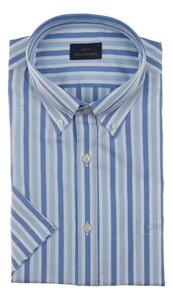 Paul & Shark Cotton Poplin Stripe Shirt Overhemd Wit-Kobalt