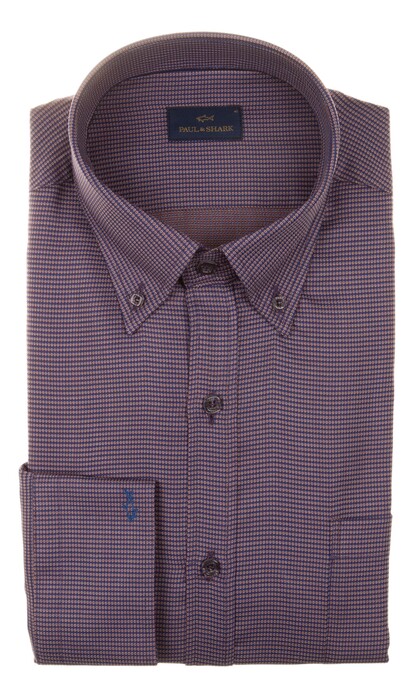 Paul & Shark Cotton Satin Fine Dot Overhemd Bruin