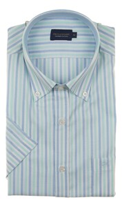 Paul & Shark Cotton Summer Oxford Multitone Stripe Overhemd Licht Blauw - Licht Groen