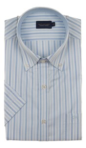 Paul & Shark Cotton Summer Oxford Multitone Stripe Shirt Wit - Licht Blauw