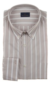 Paul & Shark Cotton Twill Stripe Shirt Overhemd Beige-Wit