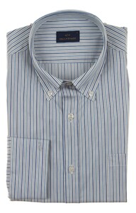 Paul & Shark Cotton Twill Stripe Shirt Overhemd Wit-Blauw