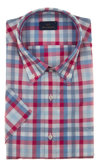 Paul & Shark Cotton Zephir Check Shirt Blauw-Fuchsia