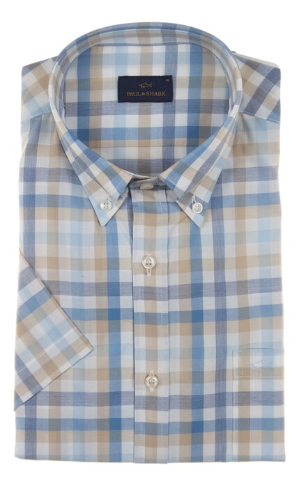 Paul & Shark Cotton Zephir Check Shirt Blue-Beige