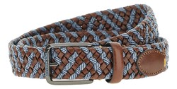 Paul & Shark Leather Trimmed Woven Belt Riem Licht Blauw - Bordeaux