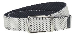 Paul & Shark Leather Trimmed Woven Reversible Elastic Belt White-Blue