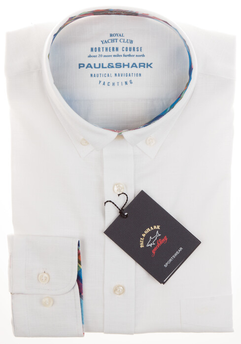 Paul & Shark Linen Look Nautical Navigation Overhemd Wit