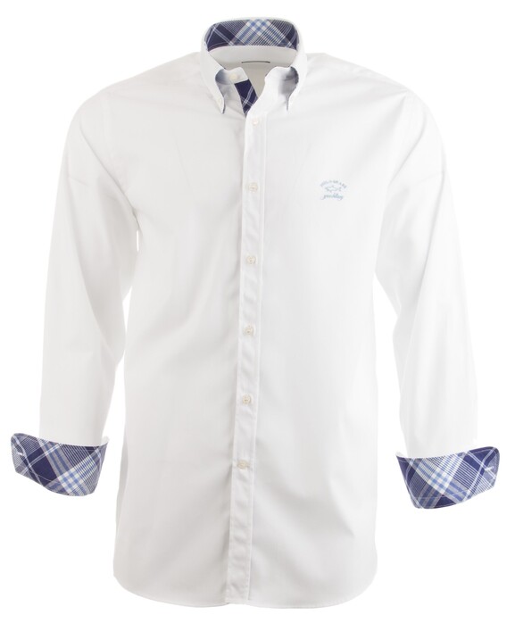 Paul & Shark Plain Check Contrast Shirt White