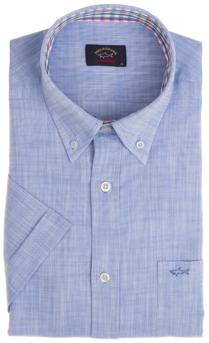 Paul & Shark Plain Collar Check Contrast Overhemd Licht Blauw