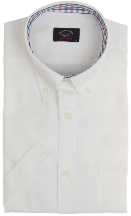 Paul & Shark Plain Collar Check Contrast Overhemd Wit