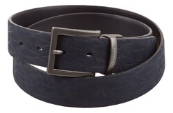 Paul & Shark Reversible Sharks Leather Belt Black Iris