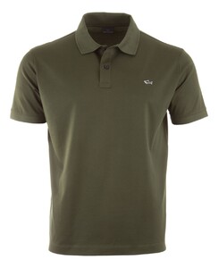 Paul & Shark Shark Badge Double Piqué Cotton Poloshirt Army Green