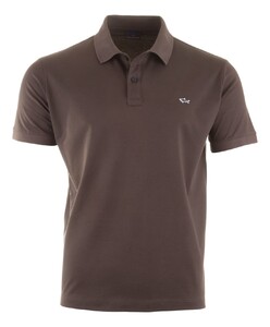 Paul & Shark Shark Badge Double Piqué Cotton Poloshirt Dark Brown Melange
