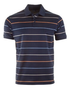 Paul & Shark Shark Tag Double Mercerised Jersey Stripe Poloshirt Blue