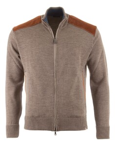 Paul & Shark Shark Tag Velvet Soft Cool Touch Wool Full Zip Cardigan Driftwood