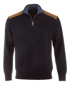 Paul & Shark Shark Tag Velvet Soft Cool Touch Wool Half Zip Pullover Dark Evening Blue