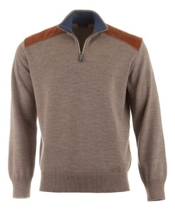 Paul & Shark Shark Tag Velvet Soft Cool Touch Wool Half Zip Trui Driftwood