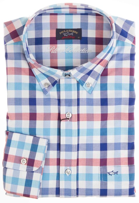 Paul & Shark Silver Collection Check Shirt Blue-Red