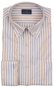 Paul & Shark Silver Collection Doppia Stripe Overhemd Zand-Navy