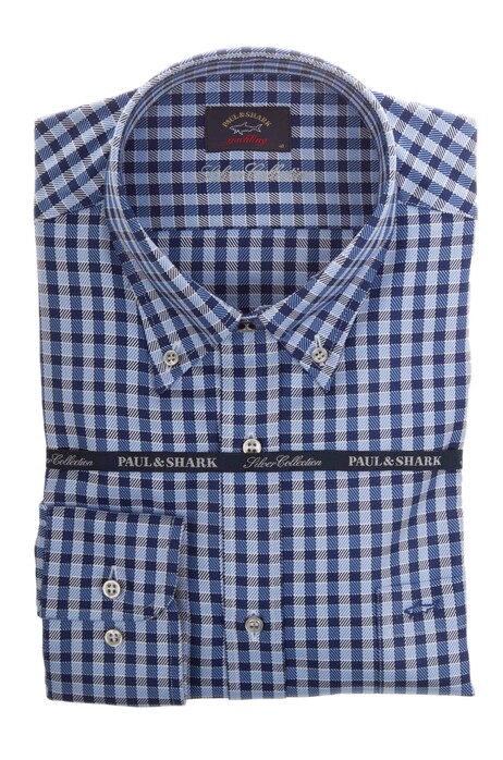 Paul & Shark Silver Collection Luxury Check Shirt Blue