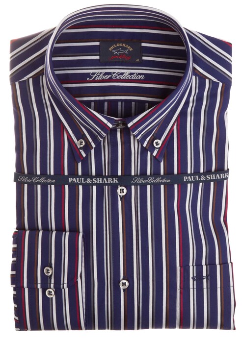 Paul & Shark Silver Collection Luxury Stripe Overhemd Blauw