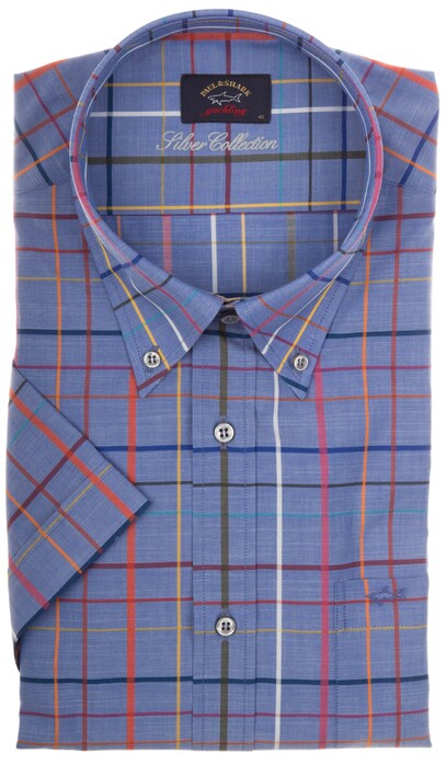 Paul & Shark Silver Collection Multicolor Check Shirt Mid Blue