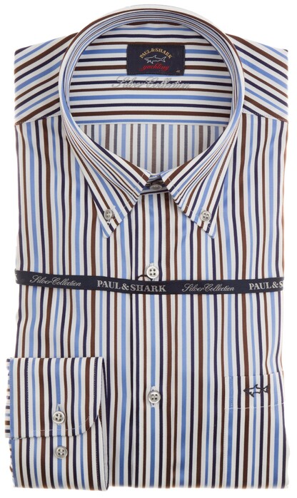Paul & Shark Silver collection Stripe Shirt Blue-Brown