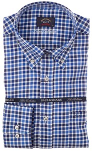 Paul & Shark Silver Collection Yachting Twill Check Overhemd Blauw