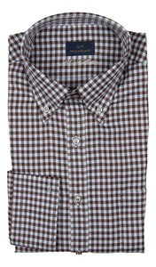 Paul & Shark Silver Cotton Satin Check Shirt Blue-Brown