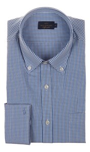 Paul & Shark Soffio Poplin Cotton Check Shirt Mid Blue