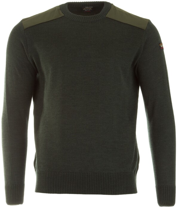 Paul & Shark Soft Merino Shoulder Patches Pullover Green