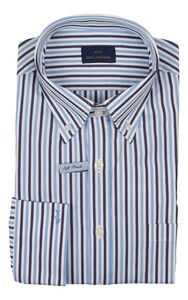 Paul & Shark Soft Touch Cotton Poplin 2 Tone Stripe Overhemd Wit-Blauw