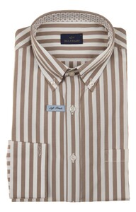 Paul & Shark Soft Touch Cotton Poplin Stripe Shirt Overhemd Wit-Beige