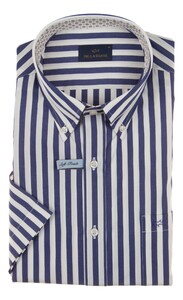 Paul & Shark Soft Touch Cotton Poplin Stripe Shirt White-Blue