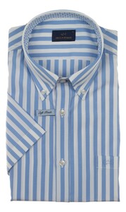 Paul & Shark Soft Touch Cotton Poplin Stripe Shirt Wit - Licht Blauw