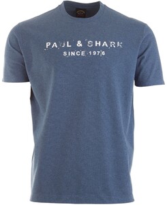Paul & Shark Stamped Print Piqué T-Shirt Denim Blue