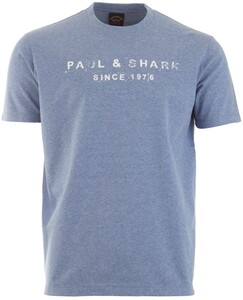 Paul & Shark Stamped Print Piqué T-Shirt Light Blue