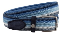 Paul & Shark Suede Trimmed Striped Elastic Belt Blue
