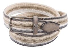 Paul & Shark Suede Trimmed Striped Elastic Belt Brown