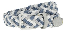 Paul & Shark Suede Trimmed Woven Elastic Belt Riem Licht Blauw - Grijs