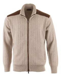 Paul & Shark Suede Wool Cashmere Full Zip Cardigan Beige