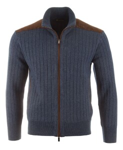 Paul & Shark Suede Wool Cashmere Full Zip Cardigan Mood Indigo