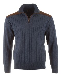 Paul & Shark Suede Wool Cashmere Half Zip Pullover Mood Indigo