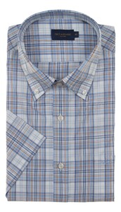 Paul & Shark Supima Cotton Check Overhemd Licht Blauw