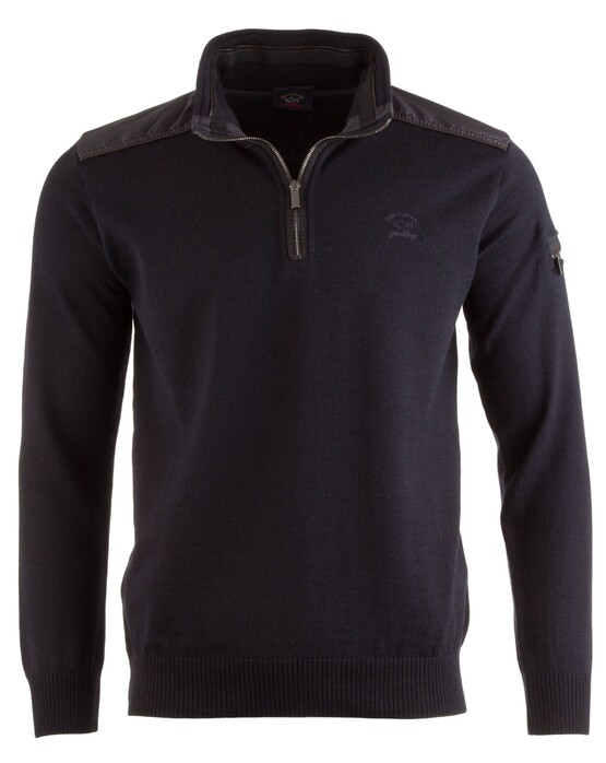 Paul & Shark Three-In-One Fine Leather Contrasted Pullover Navy