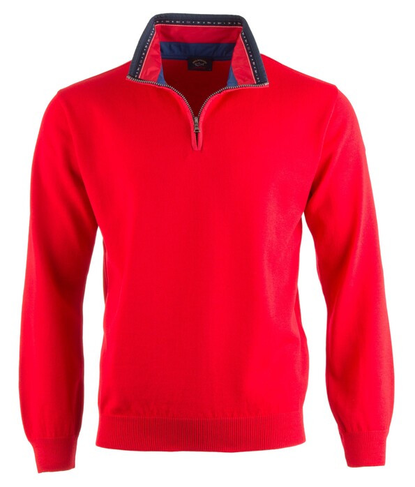 Paul & Shark Three-In-One Flag Collar Contrast Pullover Red