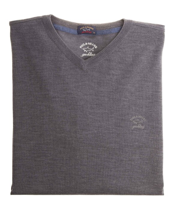 Paul & Shark Three in One Wool V-Neck Pullover Anthracite Grey