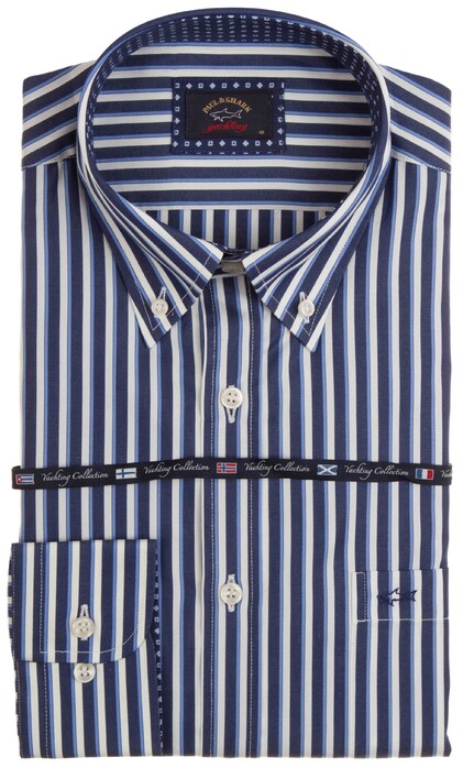 Paul & Shark Two-Tone Stripe Shirt Blue